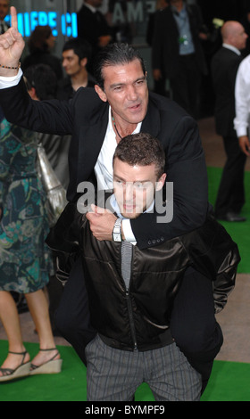 Justin Timberlake and Antonio Banderas 'Shrek the Third' UK film premiere held at the Odeon Leicester Square - Arrivals London, Stock Photo