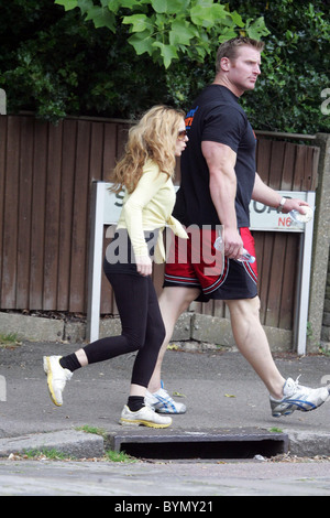 Geri Halliwell and her personal fitness trainer go to her local park to exercise London, England - 12.06.07 Stock Photo