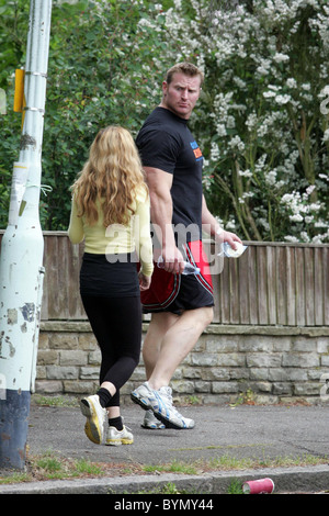 Geri Halliwell and her personal fitness trainer go to her local park to exercise London, England - 12.06.07 Stock Photo