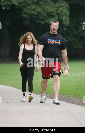 Geri Halliwell and her personal fitness trainer go to her local park to exercise London, England - 12.06.07 Stock Photo