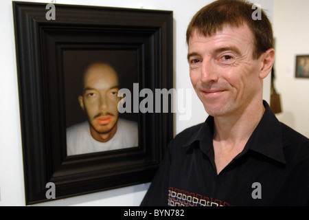 Finalist David Lawton with his painting 'Stephen' BP Portrait Awards held at the National Portrait Gallery - Press view London, Stock Photo