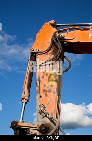 Hydraulics on digger boom arm Stock Photo