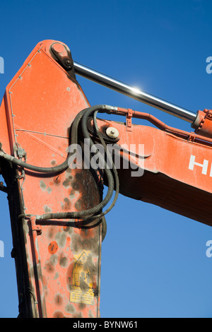 Hydraulics on digger boom arm Stock Photo