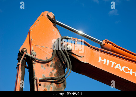 Hydraulics on digger boom arm Stock Photo