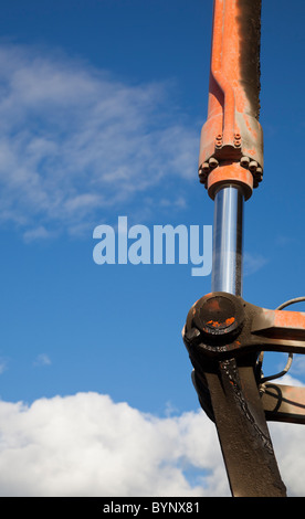 Hydraulics on digger boom arm Stock Photo