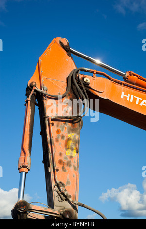 Hydraulics on digger boom arm Stock Photo