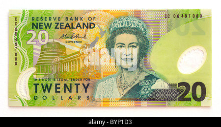 New Zealand Twenty 20 Dollar Bank Note. Stock Photo