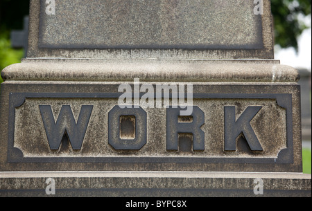 USA, New York, New York City, WORK family grave marker in Greenwood Cemetery in Brooklyn Stock Photo