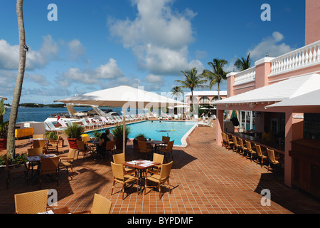 Poolside View in the Hamilton Princess Hotel, Hamilton, Bermuda Stock Photo