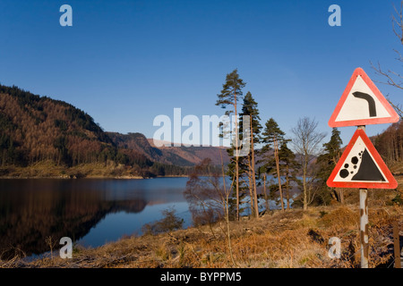 Roadside Warning Signs in the Countryside Stock Photo