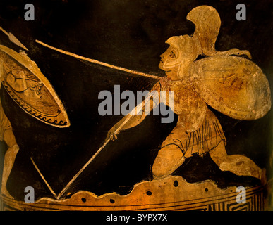 Troy Trojan War  fighting Achilles and Memnon 300 BC Greek pottery Turkish Greece Turkey Stock Photo