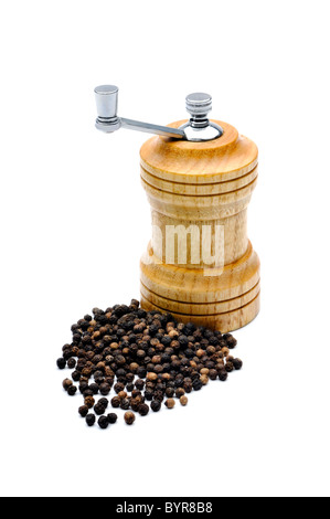 wooden pepper  shacker on white background Stock Photo