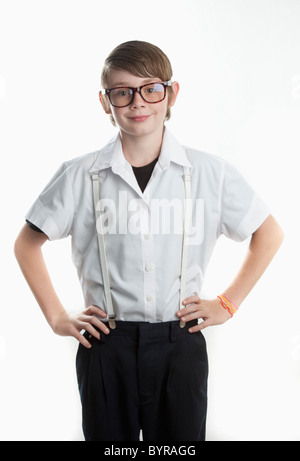 nerdy kid in glasses Stock Photo