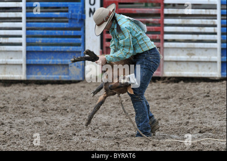 Goat Tying, Rodeo, Salmon, Idaho, Girl, Girls, Teen, Teenager, Cowgirl, Stock Photo