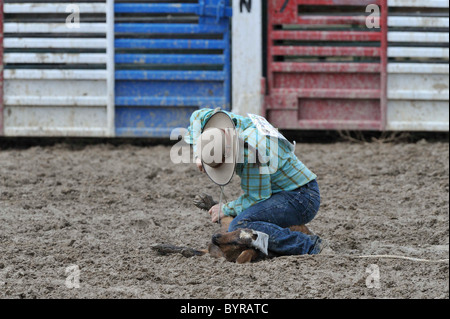 Goat Tying, Rodeo, Salmon, Idaho, Girl, Girls, Teen, Teenager, Cowgirl, Stock Photo