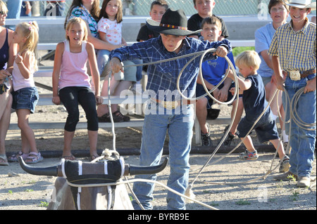 Girl, Girls, Boy, Boys, Roping, Child, Children, Bull Roping, Salmon, Idaho, Cowboy, Cowgirl, Rodeo, Stock Photo