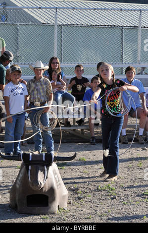 Girl, Girls, Boy, Boys, Roping, Child, Children, Bull Roping, Salmon, Idaho, Cowboy, Cowgirl, Rodeo, Stock Photo