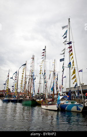 Tallships in Hartlepool Marina, UK, during the 2010 Tallships Race. Stock Photo