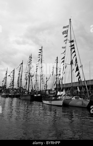 Tallships in Hartlepool Marina, UK, during the 2010 Tallships Race. Stock Photo