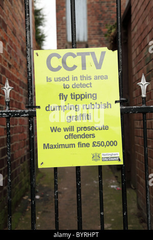 Sefton Council 'fly tipping' warning sign stuck to offenders Stock