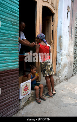 A shop selling sandwiches (and cigarette light), in Havana, Cuba. Stock Photo