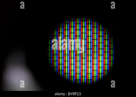 Closeup of the pixels on an 80's Curtis Mathes television, magnified ...