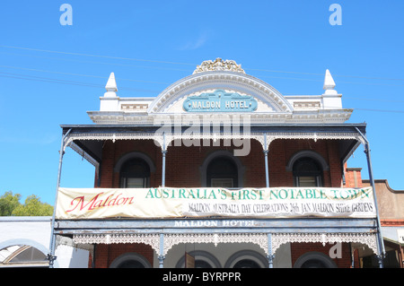 The Maldon Hotel in the goldrush town of Maldon in Victoria Australia Stock Photo