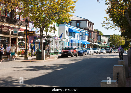 Bar Harbor Maine downtown in the Village stores in New England in fall ...