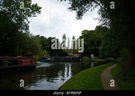 Kennet Avon Canal Newbury Berkshire England UK Narrowboat Ham Lock Stock Photo