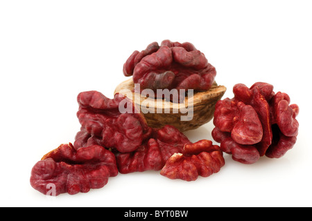 Red Walnut on a white background Stock Photo