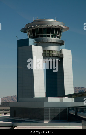 Air traffic control tower airside at McCarran International Airport, Las Vegas, Nevada, USA Stock Photo