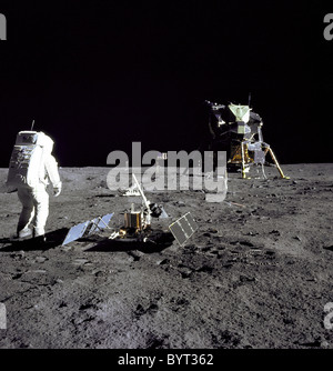 Astronaut Edwin E.'Buzz' Aldrin on the moon during the Apollo 11 mission.