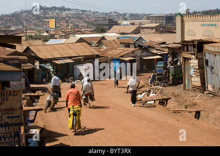 Pedestrians ply the city streets of Kampala, Uganda, East Africa. Stock Photo