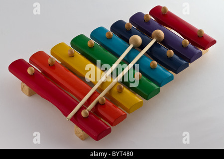 Colorful Wooden Xylophone on white background Stock Photo