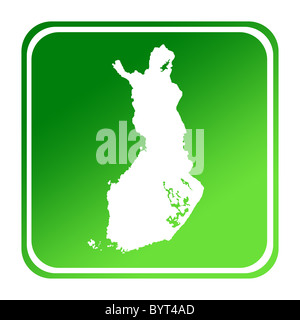 Finland map button in gradient green; isolated on white background with clipping path. Stock Photo