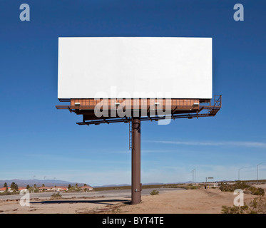 Large blank billboard in the middle of the Mojave Desert. Stock Photo