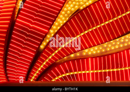 Red yellow neon sign - Flamingo Hotel Casino Neon Lights - Night Scene - Las Vegas Stock Photo