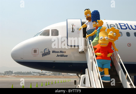 Unveiling of Jet Blue's 'Simpson's' themed airplane at the Burbank Airport in celebration of 'The Simpsons' movie release Stock Photo