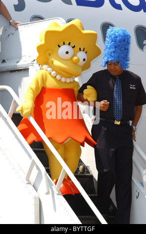 Unveiling of Jet Blue's 'Simpson's' themed airplane at the Burbank Airport in celebration of 'The Simpsons' movie release Stock Photo