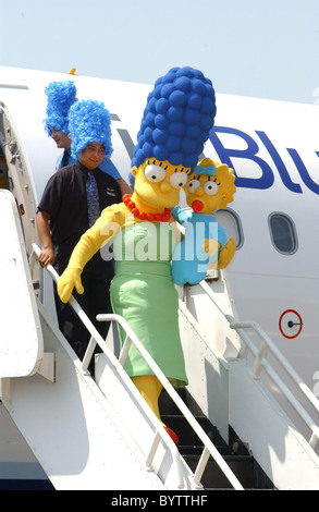 Unveiling of Jet Blue's 'Simpson's' themed airplane at the Burbank Airport in celebration of 'The Simpsons' movie release Stock Photo