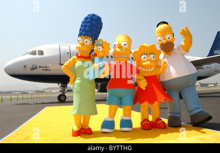 Unveiling of Jet Blue's 'Simpson's' themed airplane at the Burbank Airport in celebration of 'The Simpsons' movie release Stock Photo