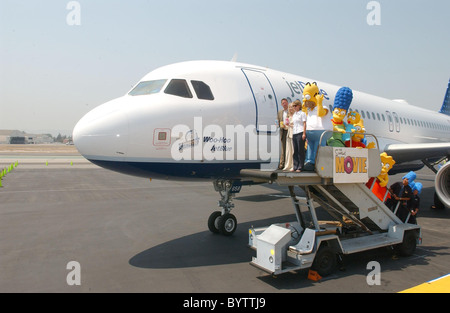 Unveiling of Jet Blue's 'Simpson's' themed airplane at the Burbank Airport in celebration of 'The Simpsons' movie release Stock Photo