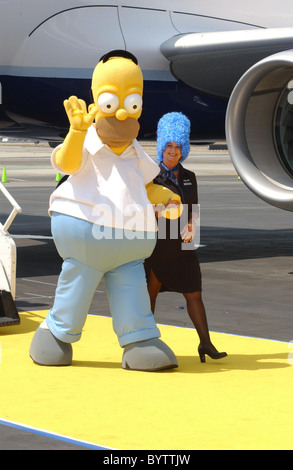 Unveiling of Jet Blue's 'Simpson's' themed airplane at the Burbank Airport in celebration of 'The Simpsons' movie release Stock Photo