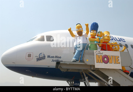 Unveiling of Jet Blue's 'Simpson's' themed airplane at the Burbank Airport in celebration of 'The Simpsons' movie release Stock Photo