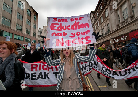 Demonstration of student protesting cuts in tuition fees London 2011 Stock Photo