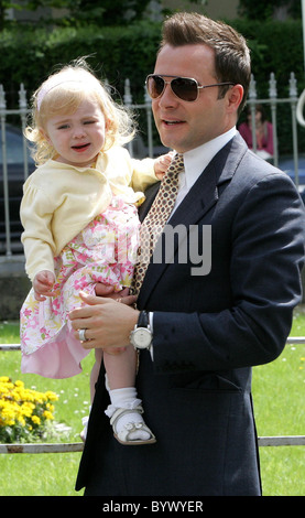 Shane Filan and daughter Nicole  at the christening of Nicky Byrne of Westlife and his wife Georgina twin boys, Jay and Rocco Stock Photo