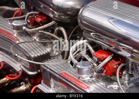 Polished hotrod engine Stock Photo