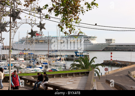 Cruise Liner Balmoral in the Port of Funchal, Madeira Stock Photo