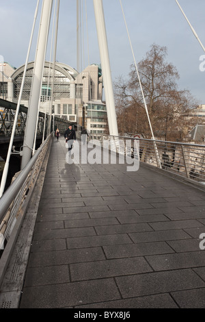 Golden Jubilee Bridges pedestrian walkway, aka Hungerford Bridge London Stock Photo