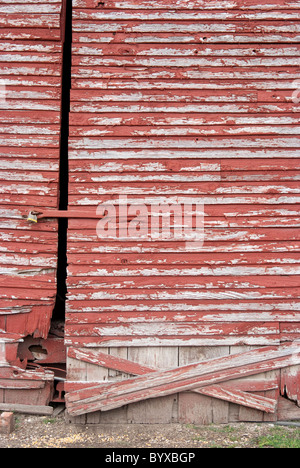 Red barn door, close ups showing texture. Stock Photo